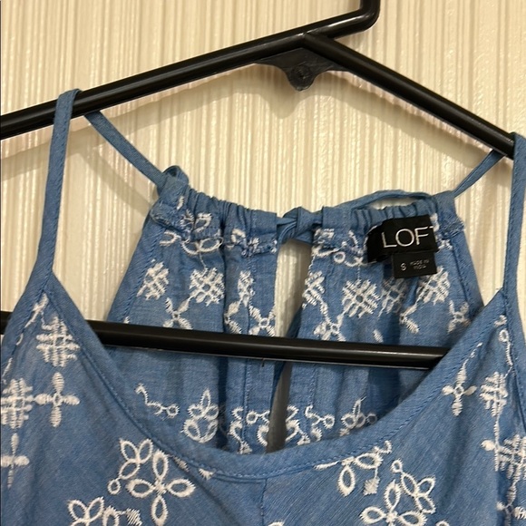 LOFT Blue and White Embroidered Romper - Picture 5 of 11
